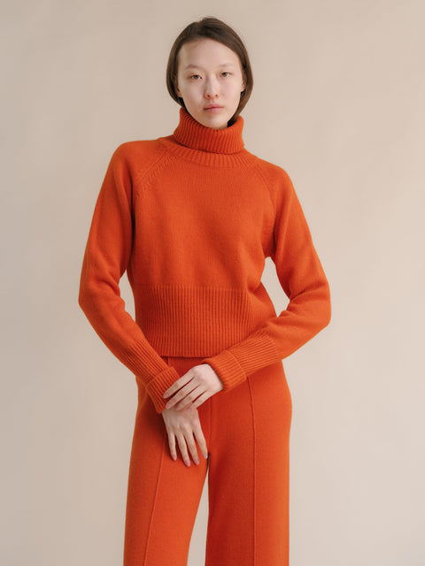Cashmere Mix Roll-Up Cuff Turtleneck Sweater - Lèmme