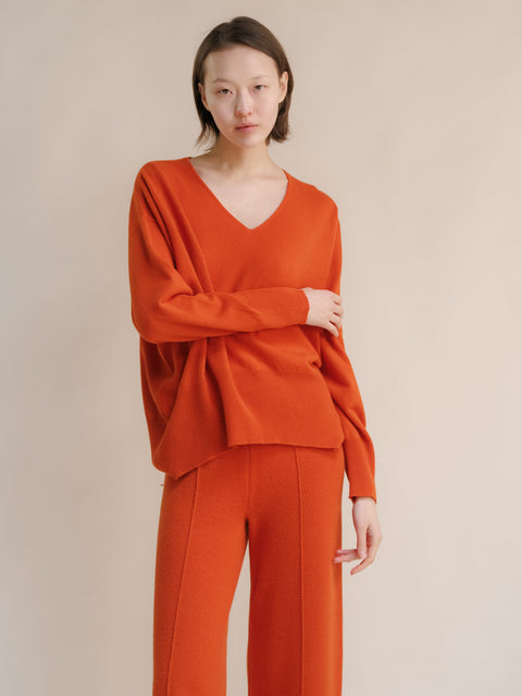 Cashmere Mix Maxi V-Neck Sweater - Lèmme