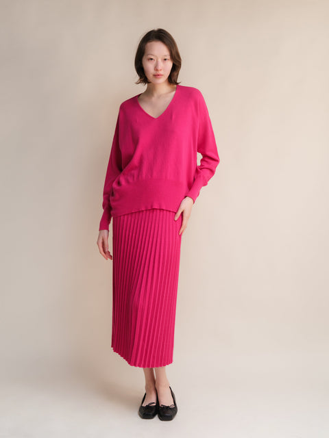 Cashmere Mix Maxi V-Neck Sweater - Lèmme