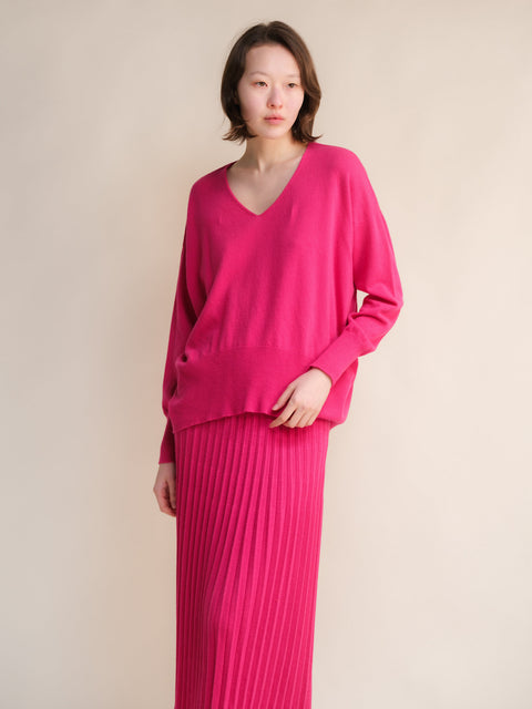 Cashmere Mix Maxi V-Neck Sweater - Lèmme