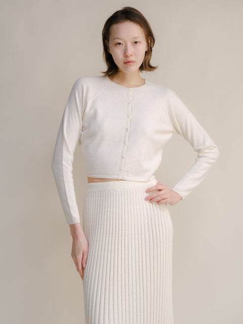 Cashmere Mix Cropped Cardigan (3D-Knit) - Lèmme