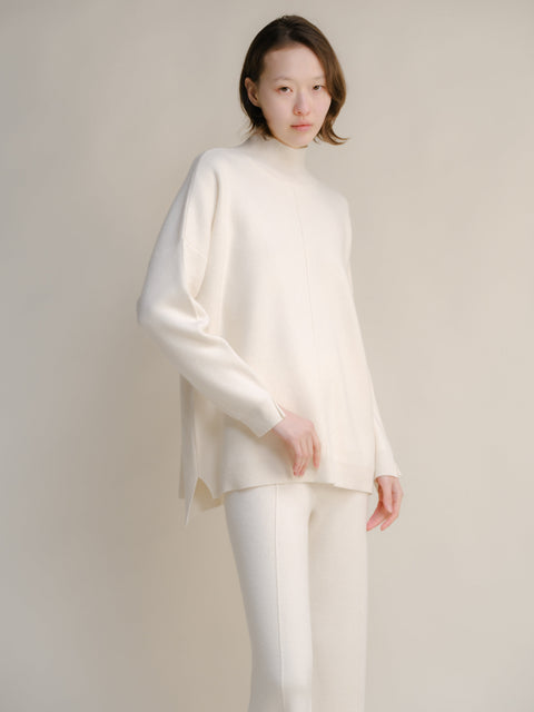 Cashmere Mix Solid Maxi Turtleneck Sweater - Lèmme