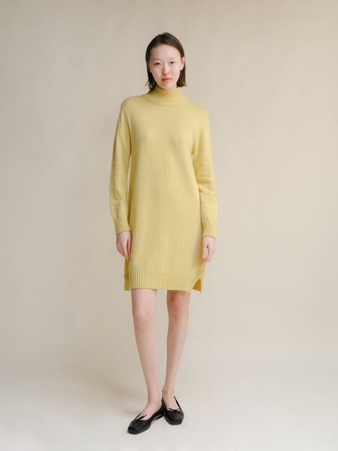 Cashmere Mix High Neck Midi Dress - Lèmme