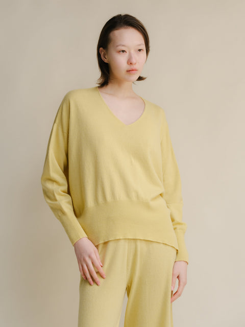 Cashmere Mix Maxi V-Neck Sweater - Lèmme
