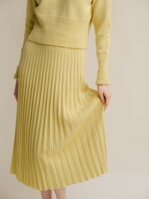 Cashmere Mix Plissè Skirt (3D-Knit) - Lèmme