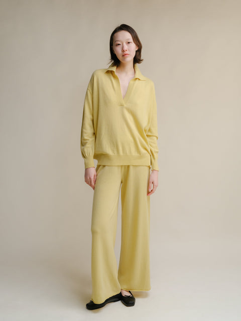 Cashmere Mix Wide Legged Light Pants (3D-Knit) - Lèmme