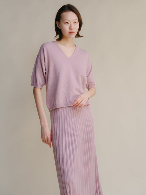 Cashmere Mix V-Neck T-Shirt (3D-Knit) - Lèmme