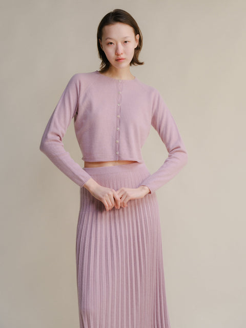 Cashmere Mix Cropped Cardigan (3D-Knit) - Lèmme