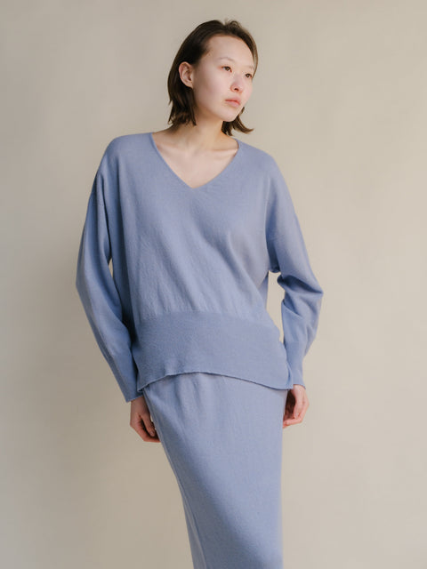 Cashmere Mix Maxi V-Neck Sweater - Lèmme