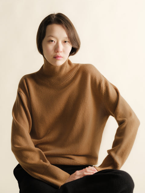 Pure Cashmere Maxi High Neck Sweater - Lèmme
