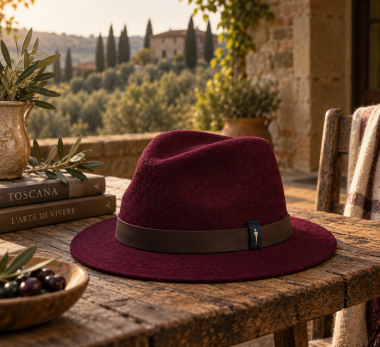 Victor Hat – Bordeaux with Leather Trim