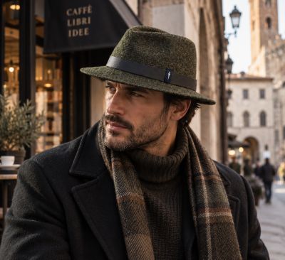 Unisex Victor Hat – Green with Leather Trim