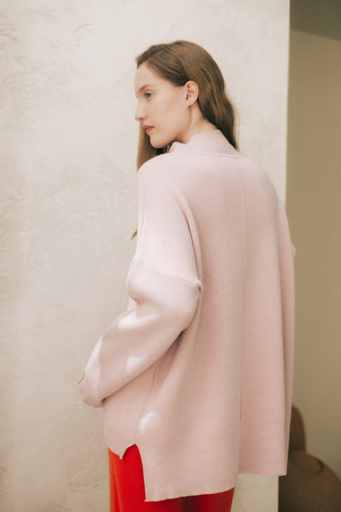 Cashmere Mix Solid Maxi Turtleneck Sweater - Lèmme