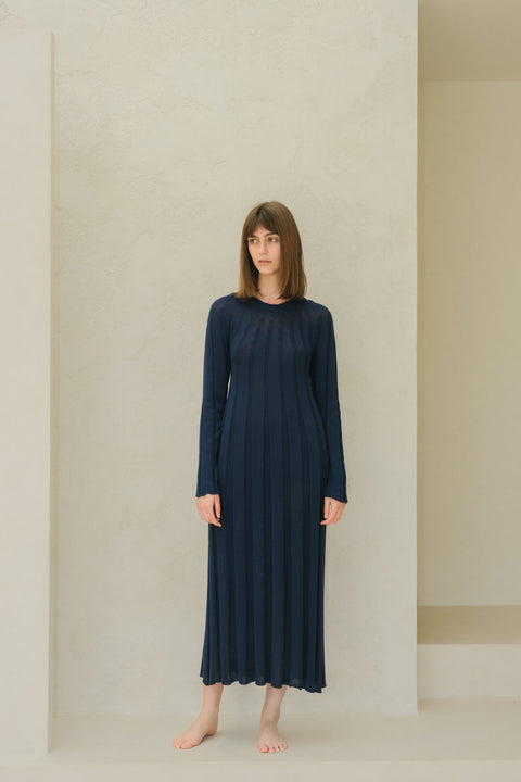 Fine Cotton Maxi Dress (3D-Knit) - Lèmme