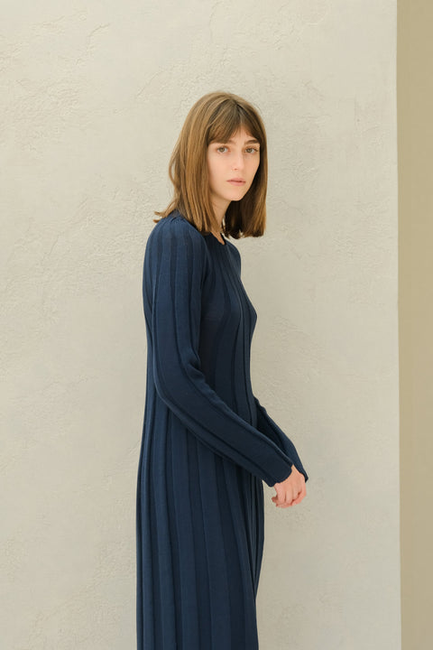 Fine Cotton Maxi Dress (3D-Knit) - Lèmme