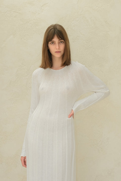 Fine Cotton Maxi Dress (3D-Knit) - Lèmme