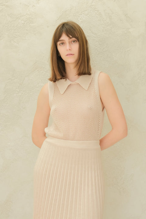 Fine Cotton Crochet Tank Polo - Lèmme