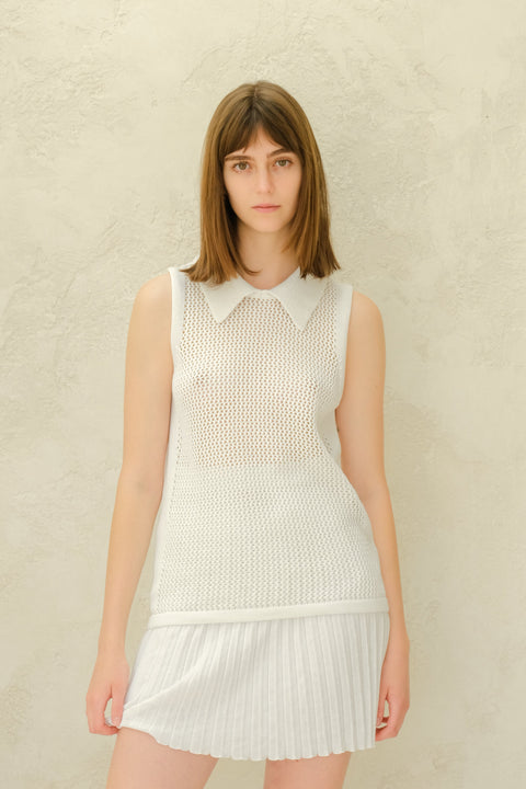 Fine Cotton Crochet Tank Polo - Lèmme