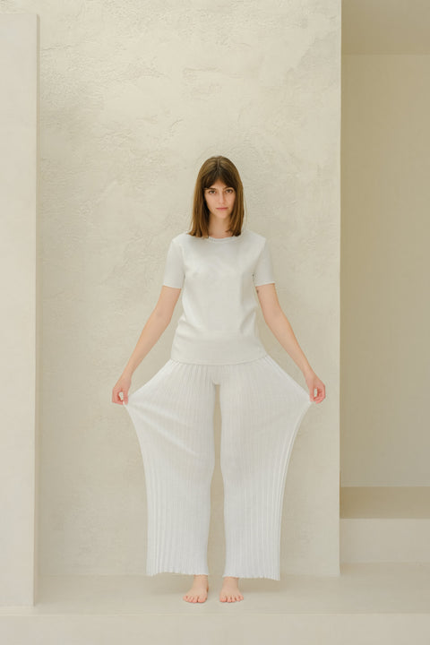 Fine Cotton Plissé Pants (3D-Knit) - Lèmme