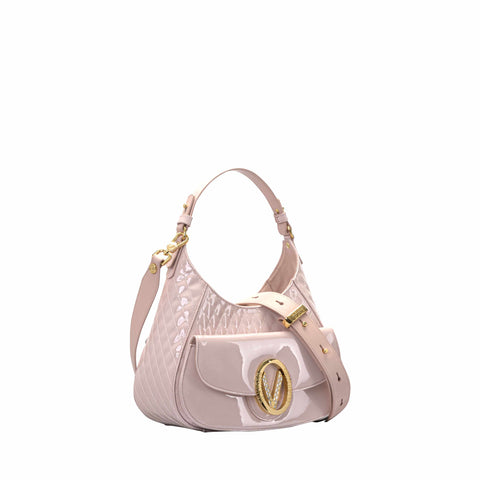 Diamond-Quilt Rigid Leather Bag with Removable Strap