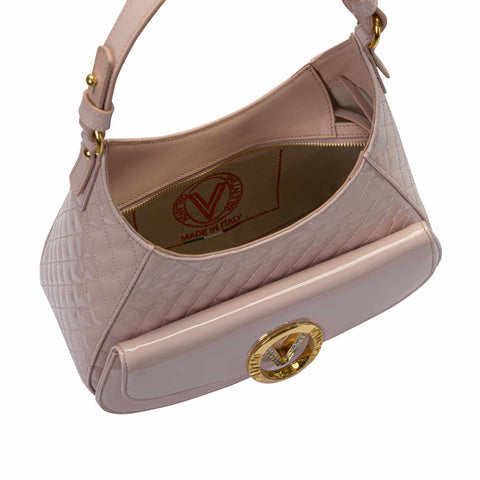 Diamond-Quilt Rigid Leather Bag with Removable Strap