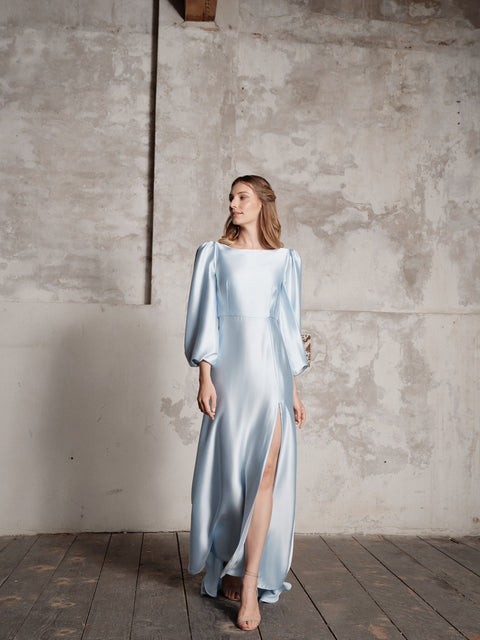 Dress - Satin V Light Blue Roberta Longo