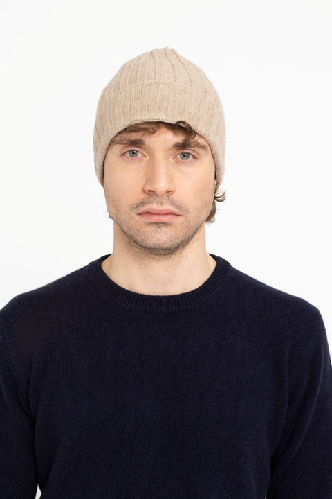 Unisex Pure Cashmere Ribbed Hat - Due Toscani