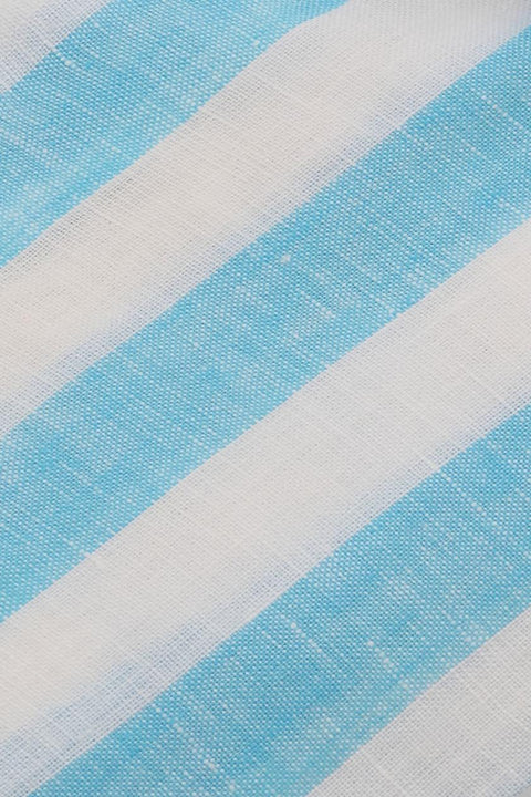 Bold Striped Linen Shirt Azure Cordone 1956