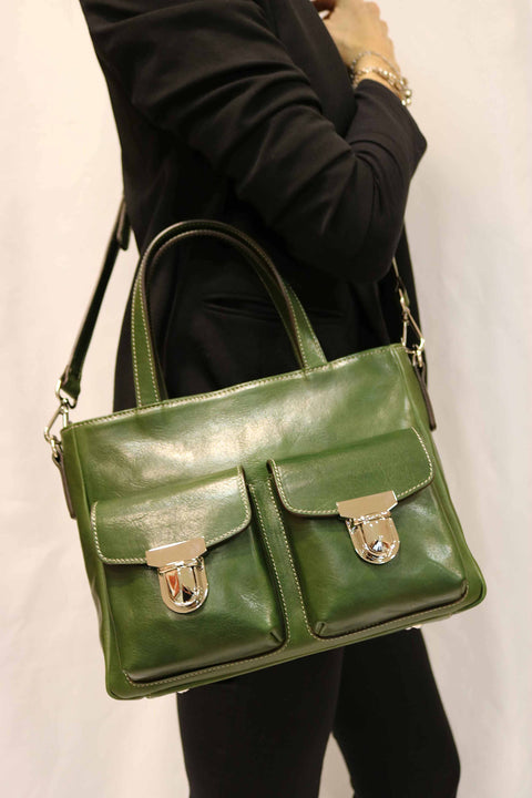 Tuscan Leather Two-Handle Shopper (Zip Closure)