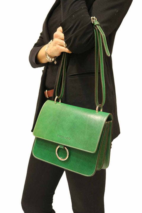 Tuscan Leather Shoulder Bag with Ring Magnetic Closure