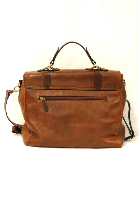 Tuscan Leather Briefcase (Tuck & Magnetic Buckle Closure)