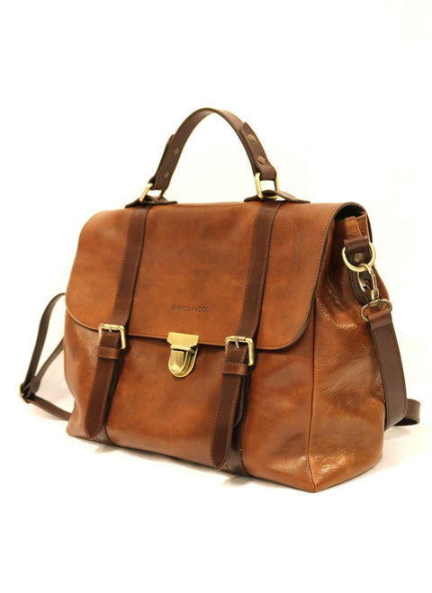 Tuscan Leather Briefcase (Tuck & Magnetic Buckle Closure)