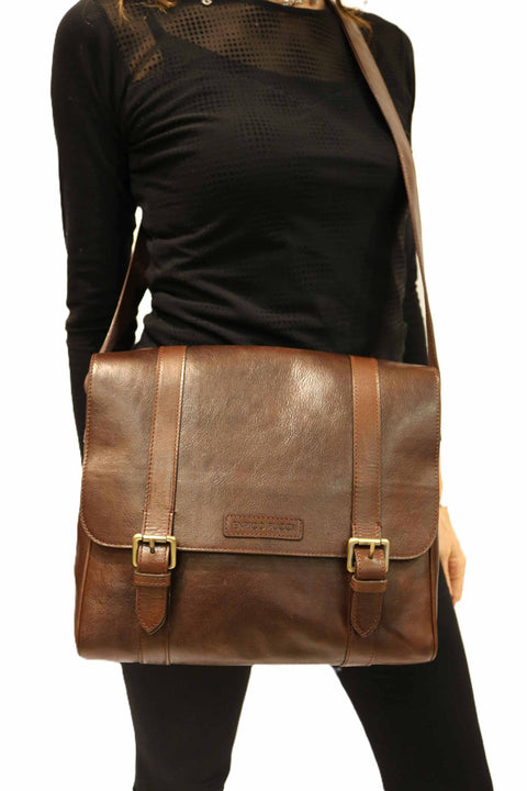 Tuscan Leather Briefcase (Magnetic Buckle Ornaments)
