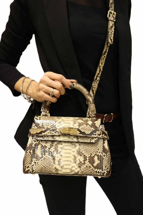 Structured Handbag in Real Diamond Python (Turnbuckle)