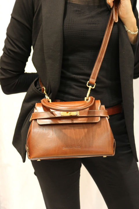 Structured Tuscan Leather Handbag (Turnbuckle)