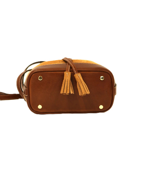 Mini Bucket Bag in Split Leather & Tuscan Leather