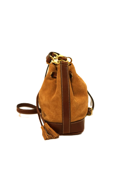 Mini Bucket Bag in Split Leather & Tuscan Leather