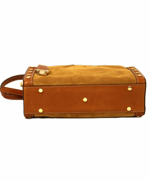 Split Leather & Tuscan Leather Top Handle Bag (Studded)