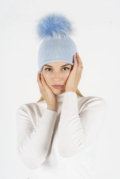 Ricciolo | Cashmere-Blend Beanie with Fox Fur Pom-Pom