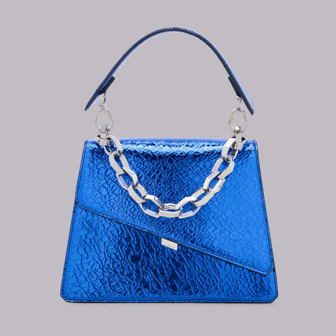 Bag - Crackle metallic blu Lamarr