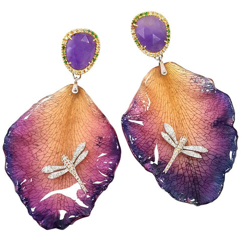 Earrings - Petals and dragonflies Fancs-V