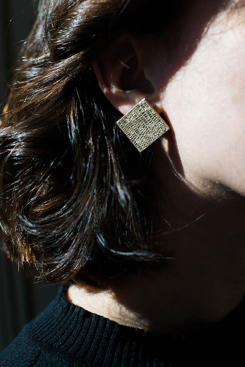 Earrings - Small Leather Tile Lidia Mallia