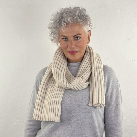 Super Soft Unisex Ribbed Scarf in Pure Recycled Cashmere 25x160 cm - Due Toscani