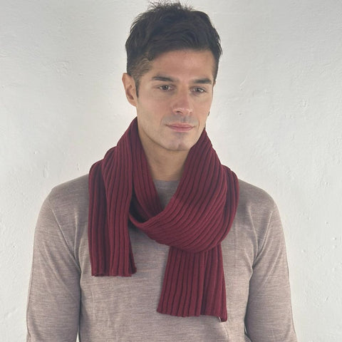 Super Soft Unisex Ribbed Scarf in Pure Recycled Cashmere 25x160 cm - Due Toscani