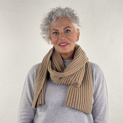 Super Soft Unisex Ribbed Scarf in Pure Recycled Cashmere 25x160 cm - Due Toscani