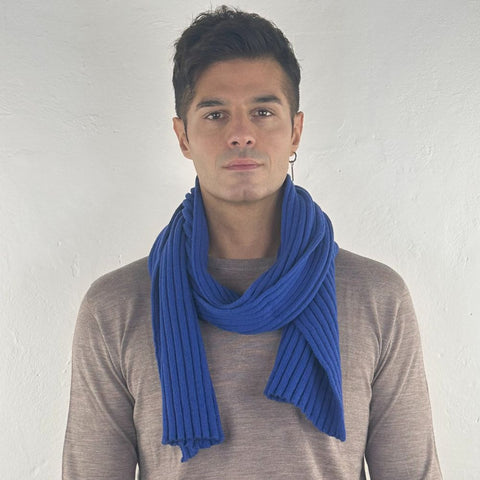 Super Soft Unisex Ribbed Scarf in Pure Recycled Cashmere 25x160 cm - Due Toscani