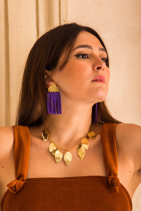 Necklace - Brass Leaves Lidia Mallia