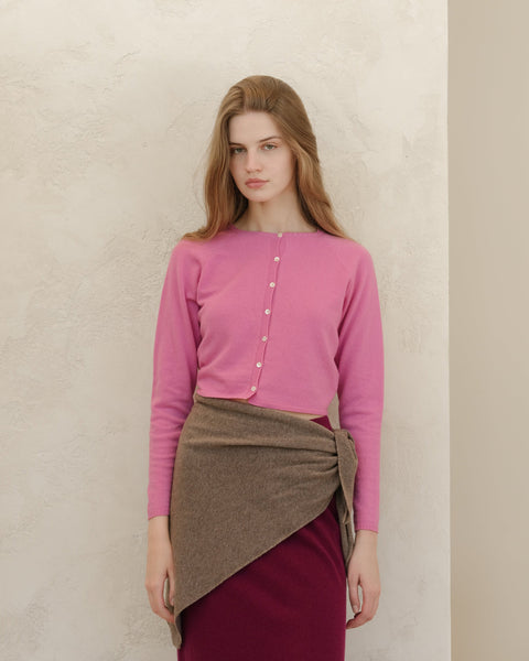 Cashmere Mix Cropped Cardigan (3D-Knit) - Lèmme