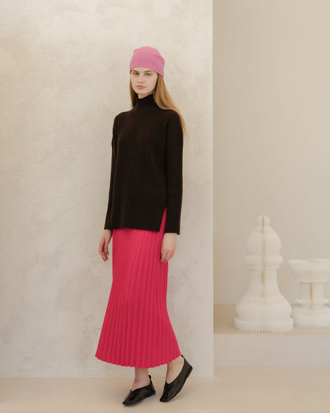 Cashmere Mix Plissè Skirt (3D-Knit) - Lèmme