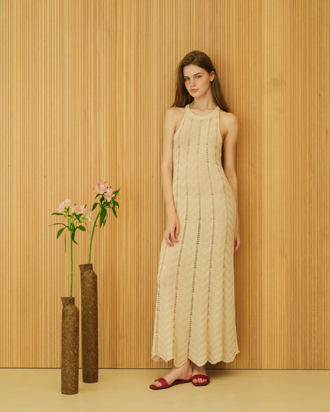 Fine Cotton Dress with Zig Zag Crochet - Lèmme